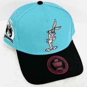 Bugs Bunny Looney Tunes A-Frame 2-Tone Hat Cap Snapback Adjustable Teal Green